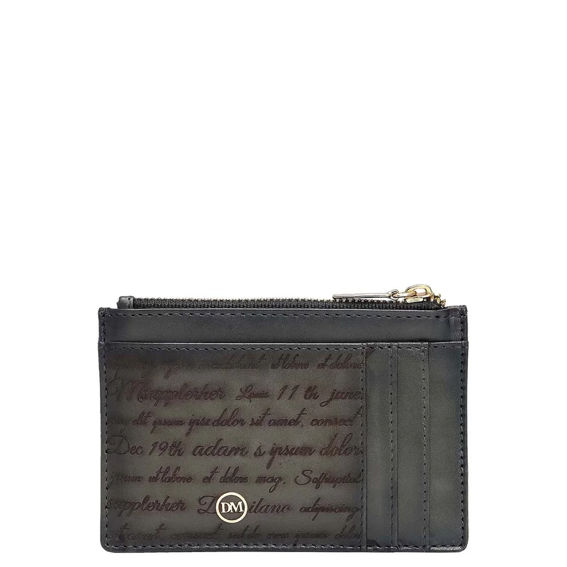 Da Milano 6 Slots Leather Card Case - Grey